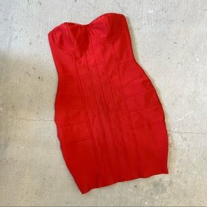 Red Strapless Buister Bandage Dress